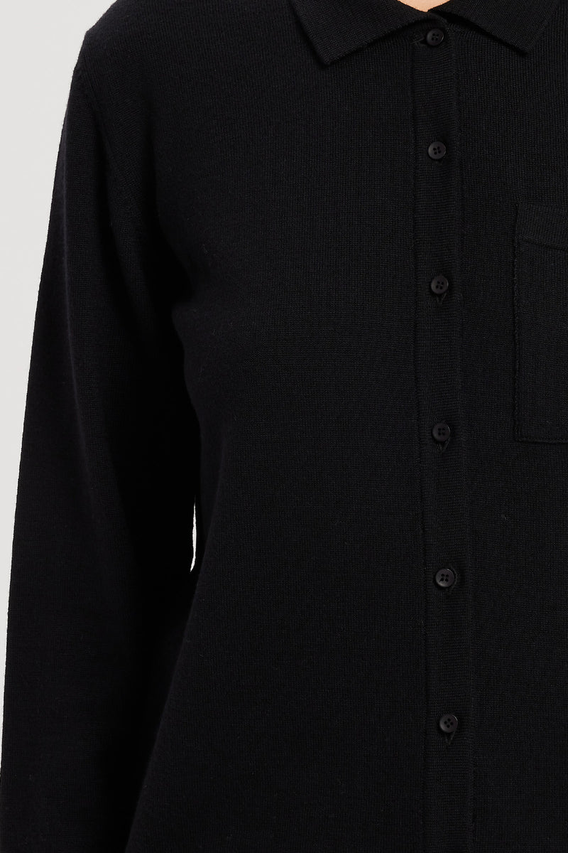 Black Pocket Detailed Knit Women's Shirt