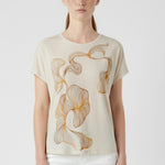 Ecru Blouse with Abstract Pattern