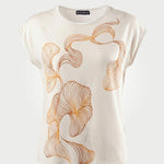 Ecru Blouse with Abstract Pattern