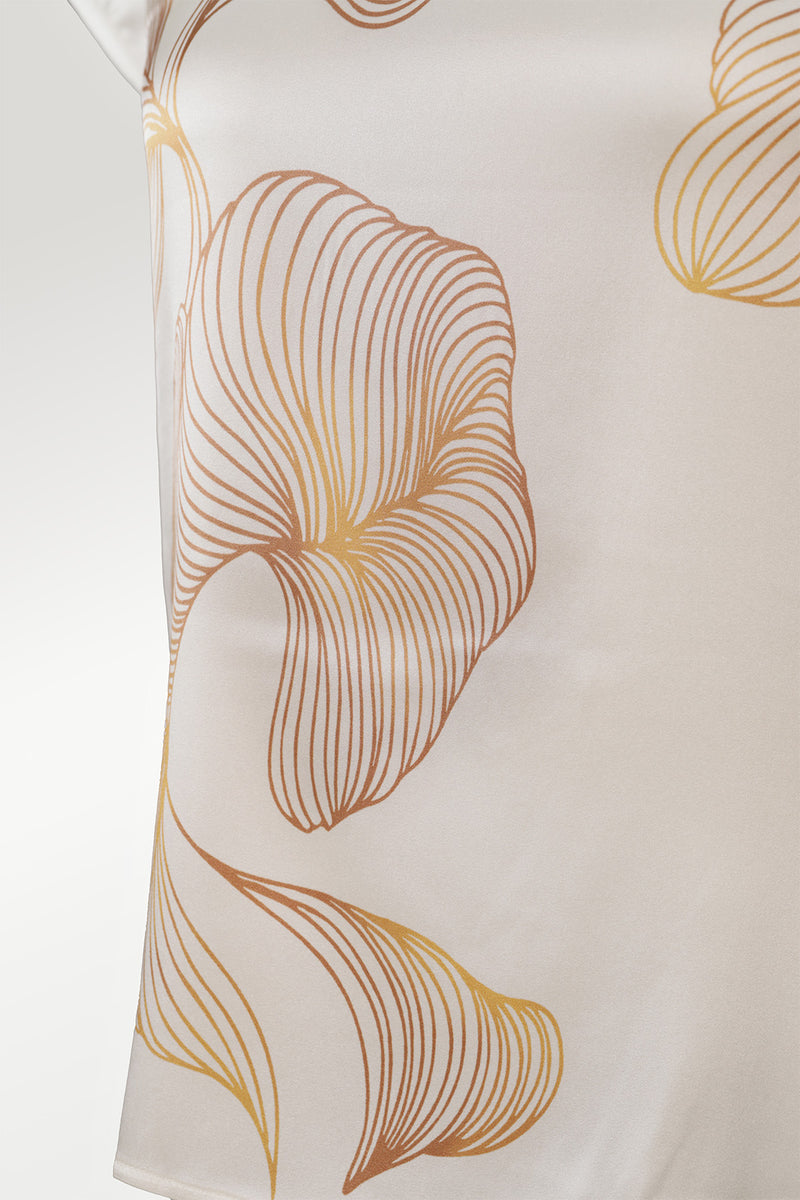 Ecru Blouse with Abstract Pattern