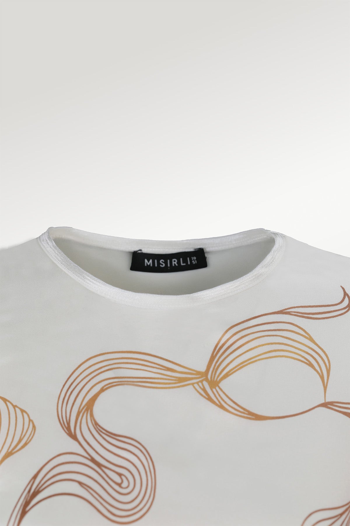 Ecru Blouse with Abstract Pattern