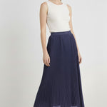 Navy Blue Pleated Skirt with Sequins
