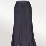 Navy Blue Pleated Skirt with Sequins