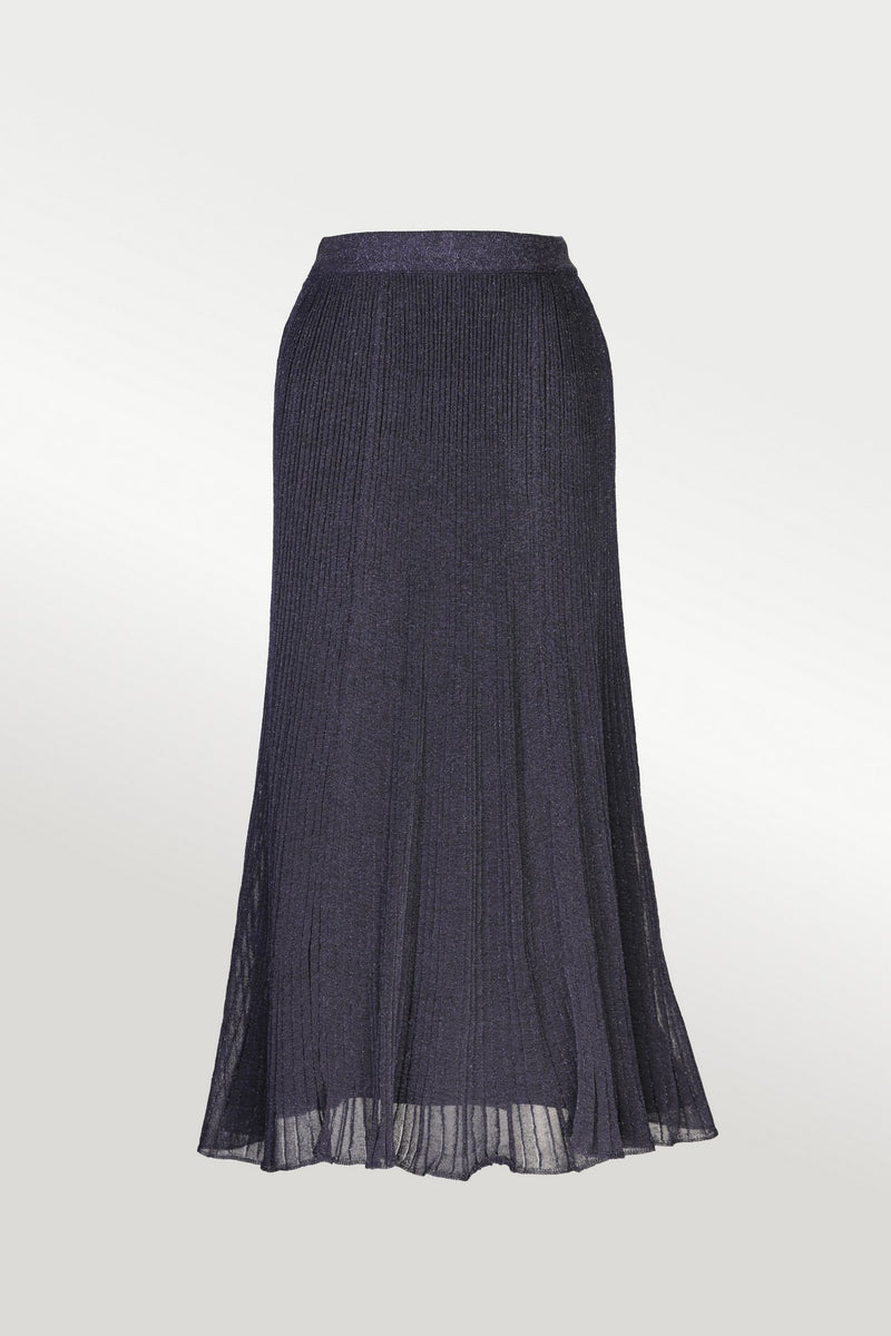 Navy Blue Pleated Skirt with Sequins