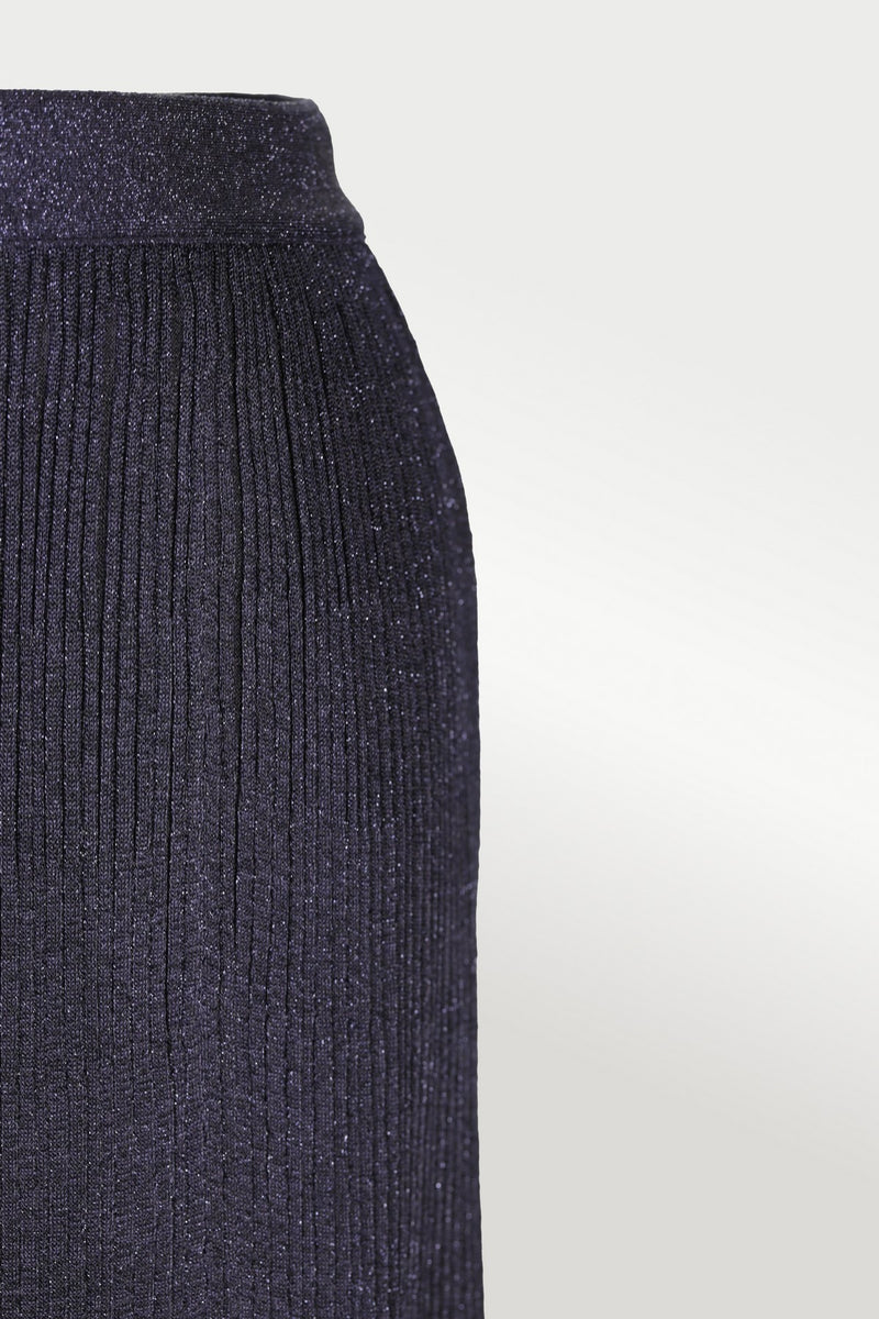 Navy Blue Pleated Skirt with Sequins