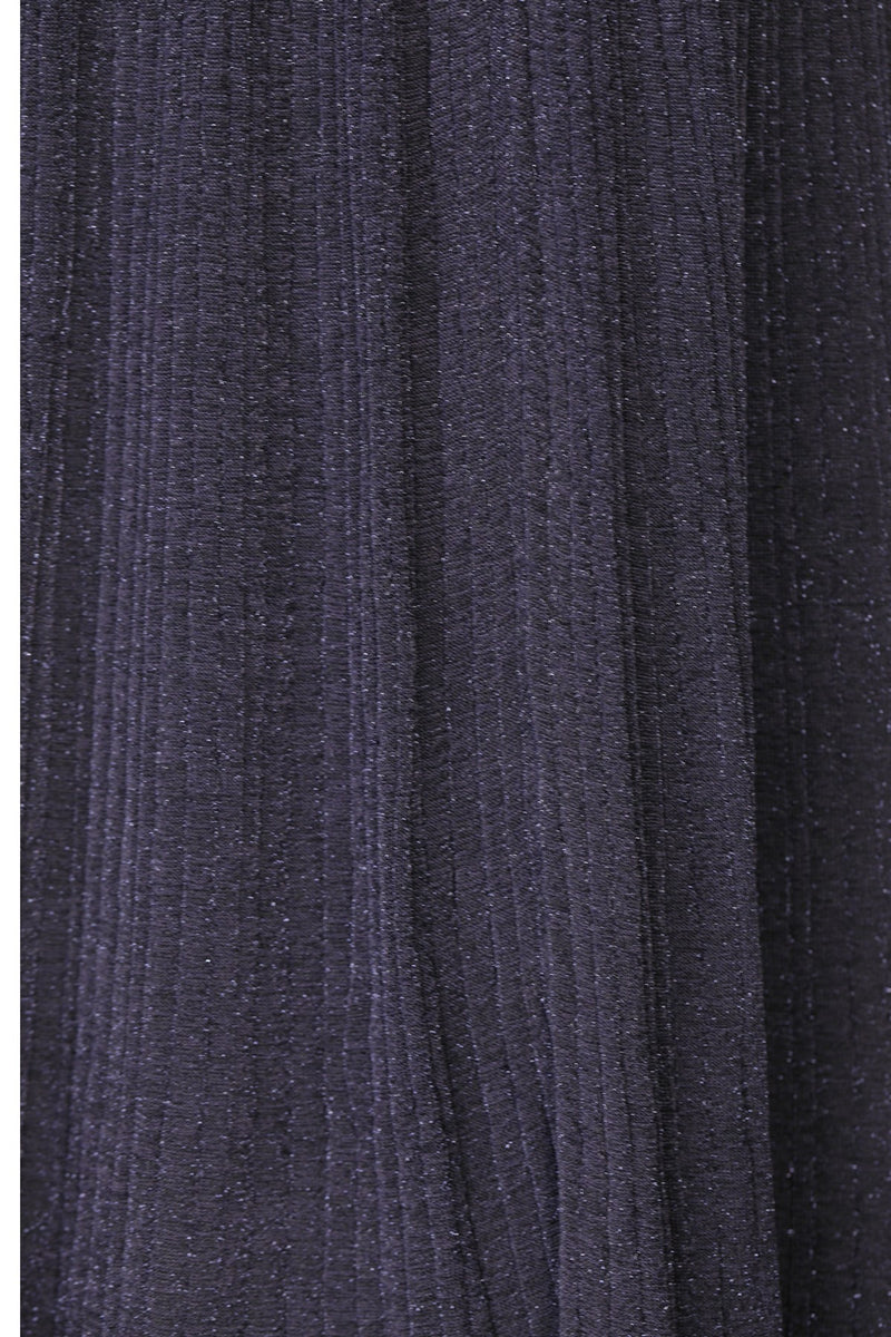 Navy Blue Pleated Skirt with Sequins