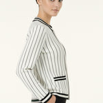 Ecru Black Striped Women's Jacket