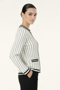 Ecru Black Striped Women's Jacket