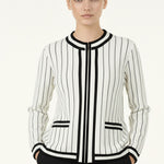 Ecru Black Striped Women's Jacket