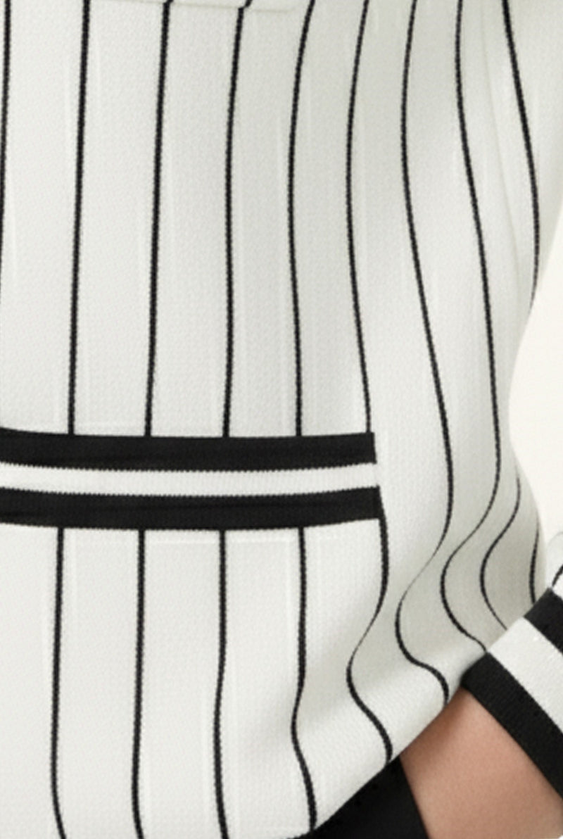 Ecru Black Striped Women's Jacket