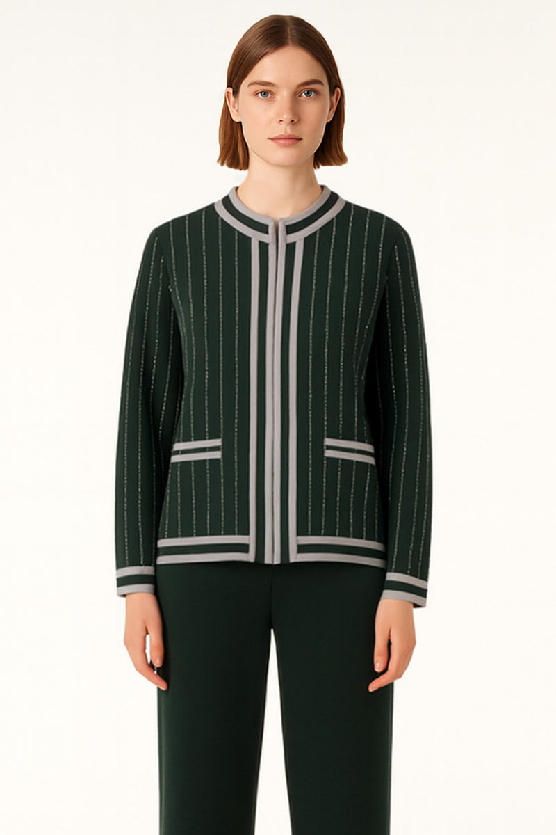 Women's Nefti Green Striped Jacket
