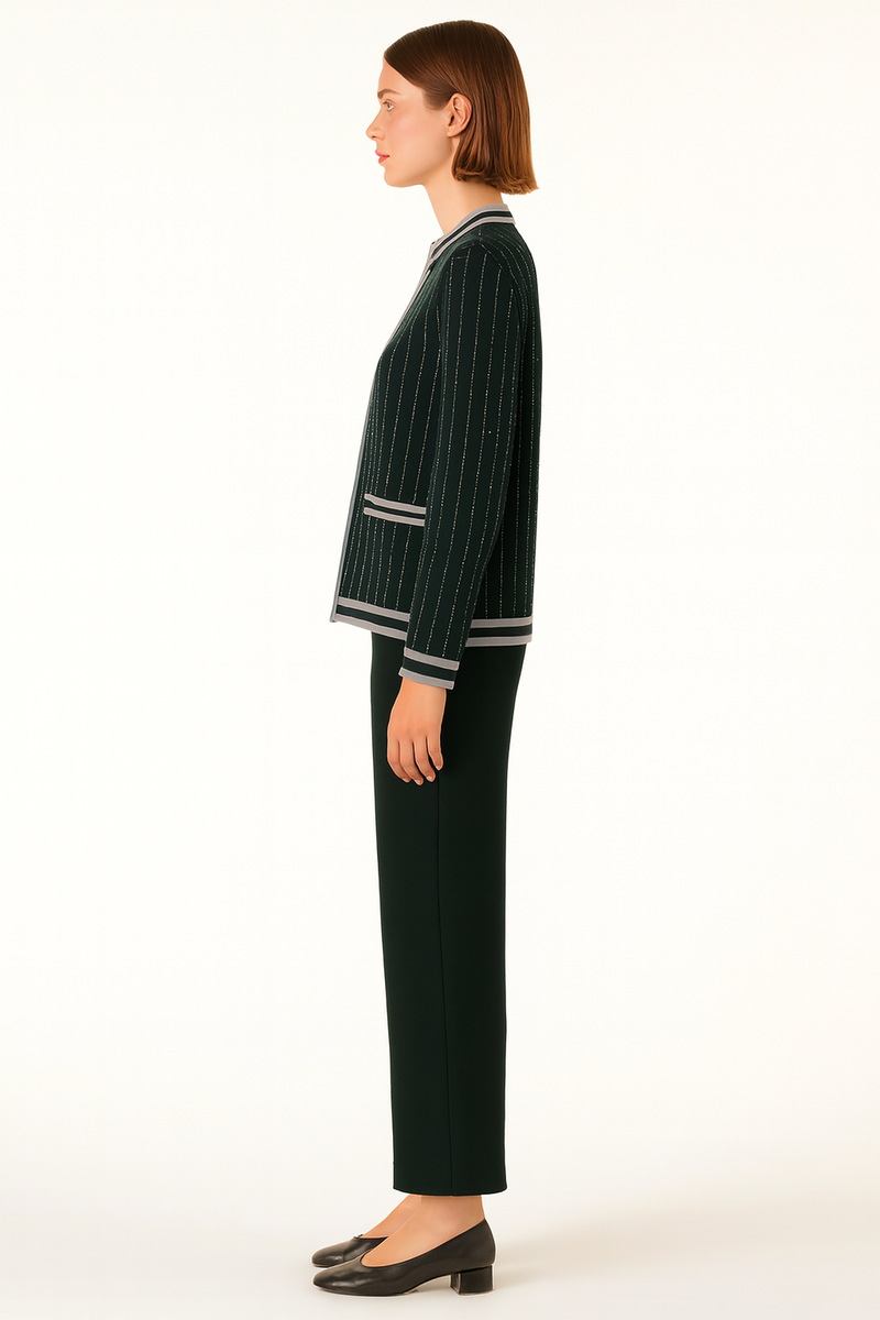 Women's Nefti Green Striped Jacket