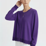Women's Cardigan with Lilac Purple Hem Pattern