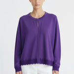 Women's Cardigan with Lilac Purple Hem Pattern