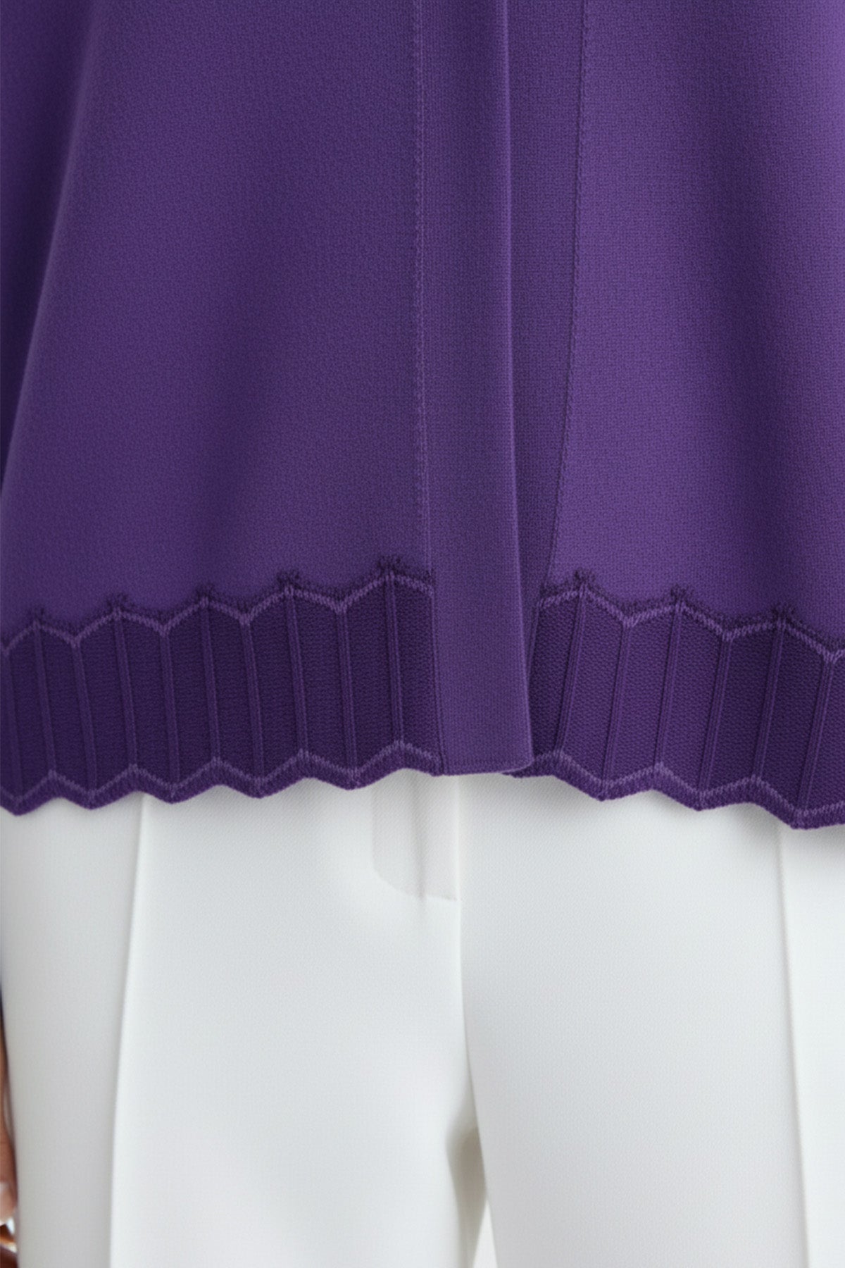 Women's Cardigan with Lilac Purple Hem Pattern