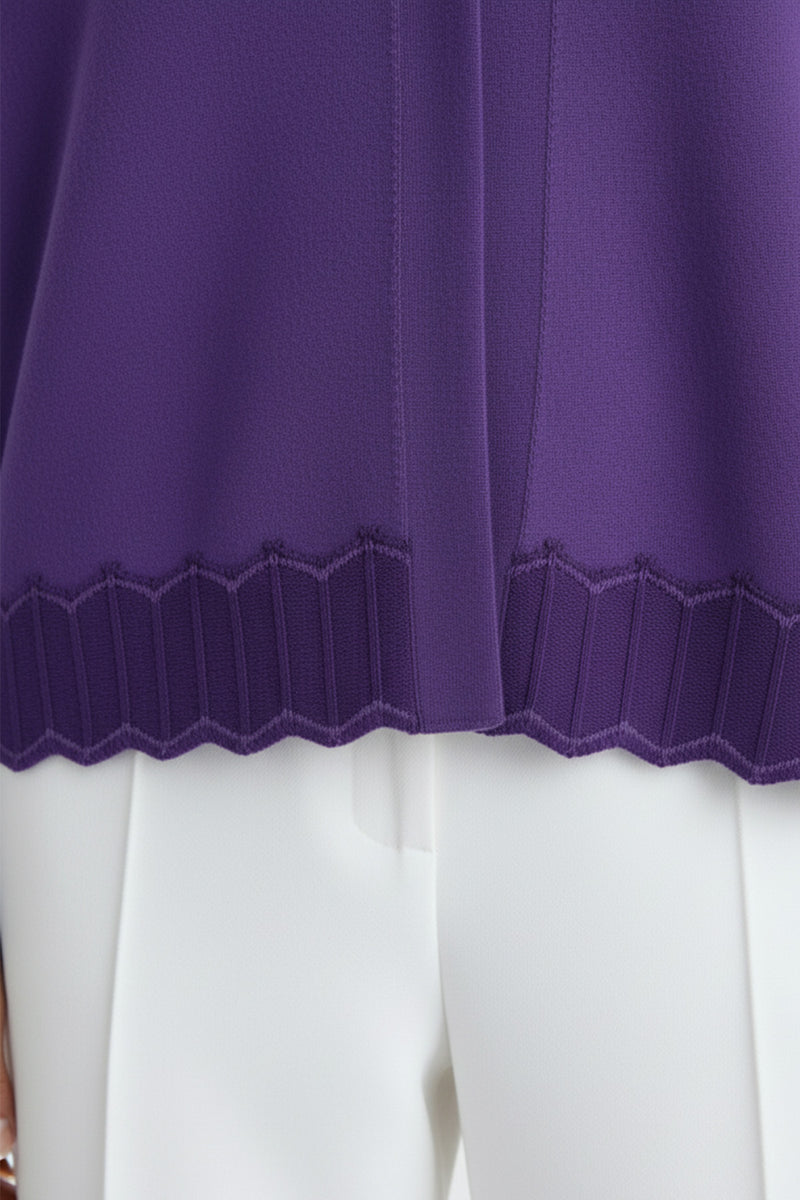 Women's Cardigan with Lilac Purple Hem Pattern