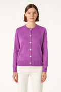 Women's Cardigan with Purple Flower Embroidery