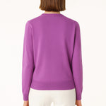 Women's Cardigan with Purple Flower Embroidery