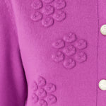 Women's Cardigan with Purple Flower Embroidery