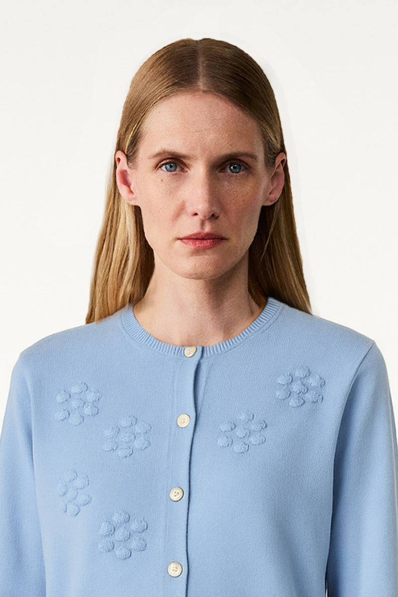 Baby Blue Flower Embroidered Women's Cardigan