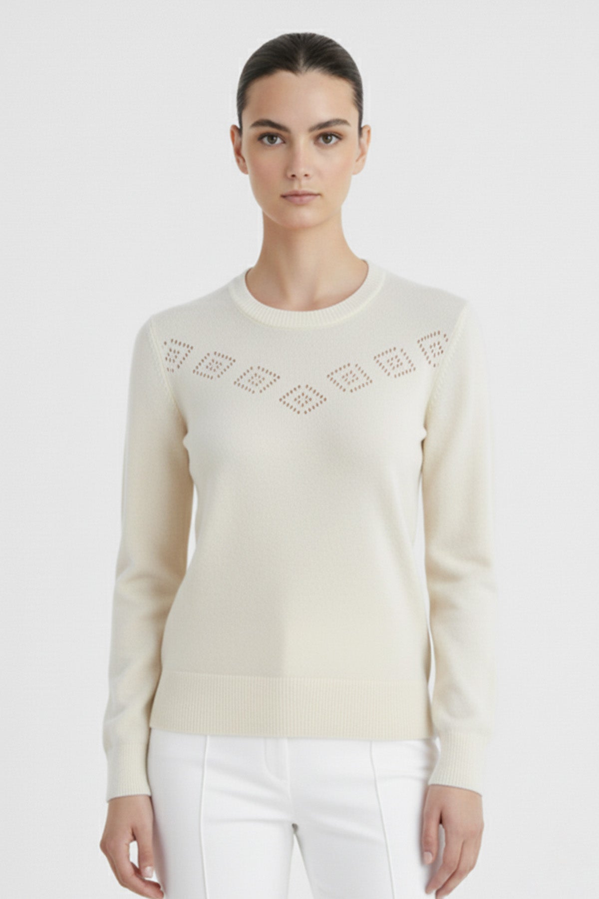 Ekru Ajur Detaylı Kadın Kazak