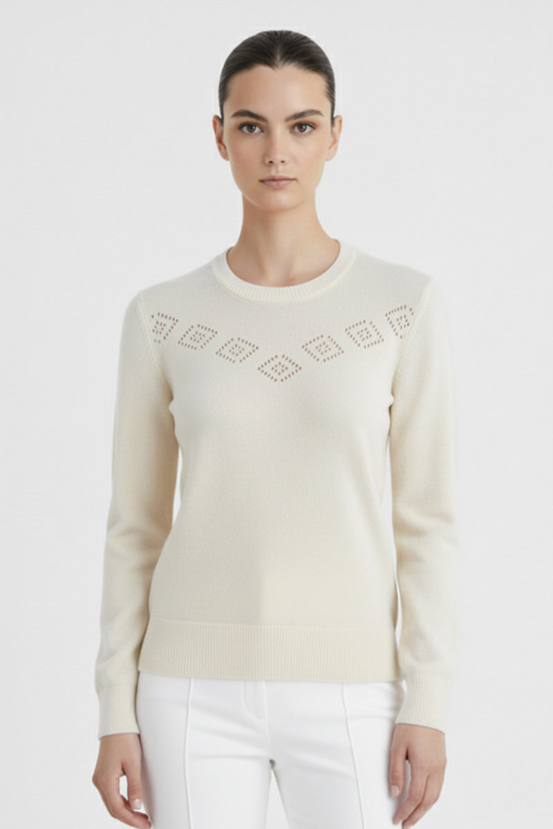 Ekru Ajur Detaylı Kadın Kazak