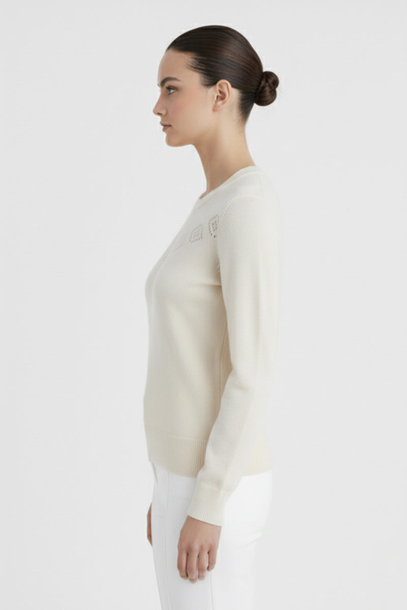 Ekru Ajur Detaylı Kadın Kazak