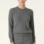 Anthracite Hair Knit Patterned Women's Sweater