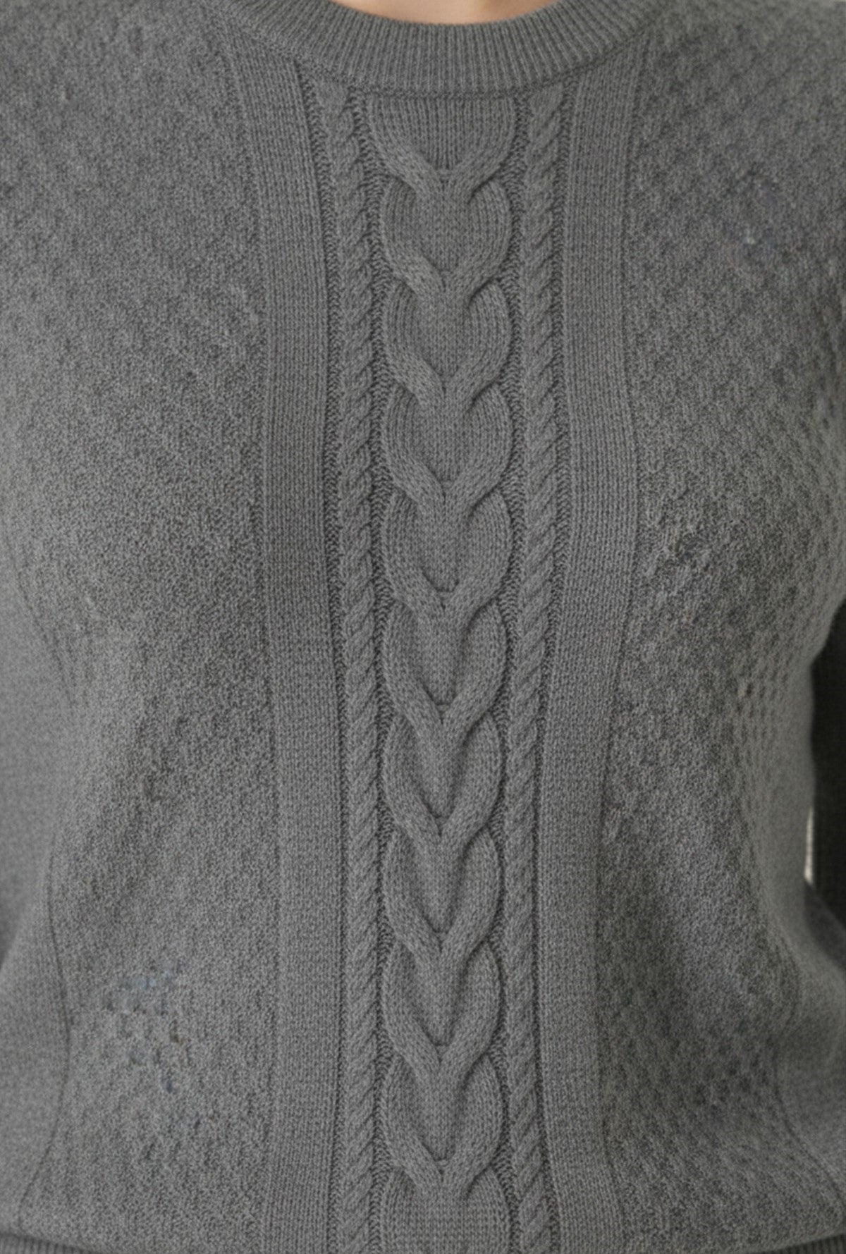 Anthracite Hair Knit Patterned Women's Sweater