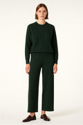 Women's Sweater with Nefti Green Braided Pattern