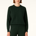 Women's Sweater with Nefti Green Braided Pattern