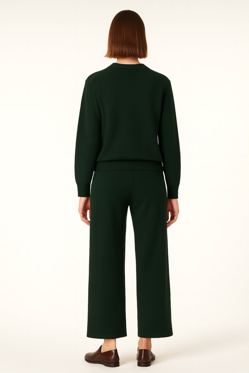 Women's Sweater with Nefti Green Braided Pattern