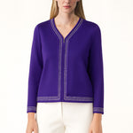 Purple Lilac Striped Women's Cardigan