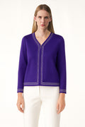 Purple Lilac Striped Women's Cardigan