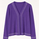 Purple Lilac Striped Women's Cardigan