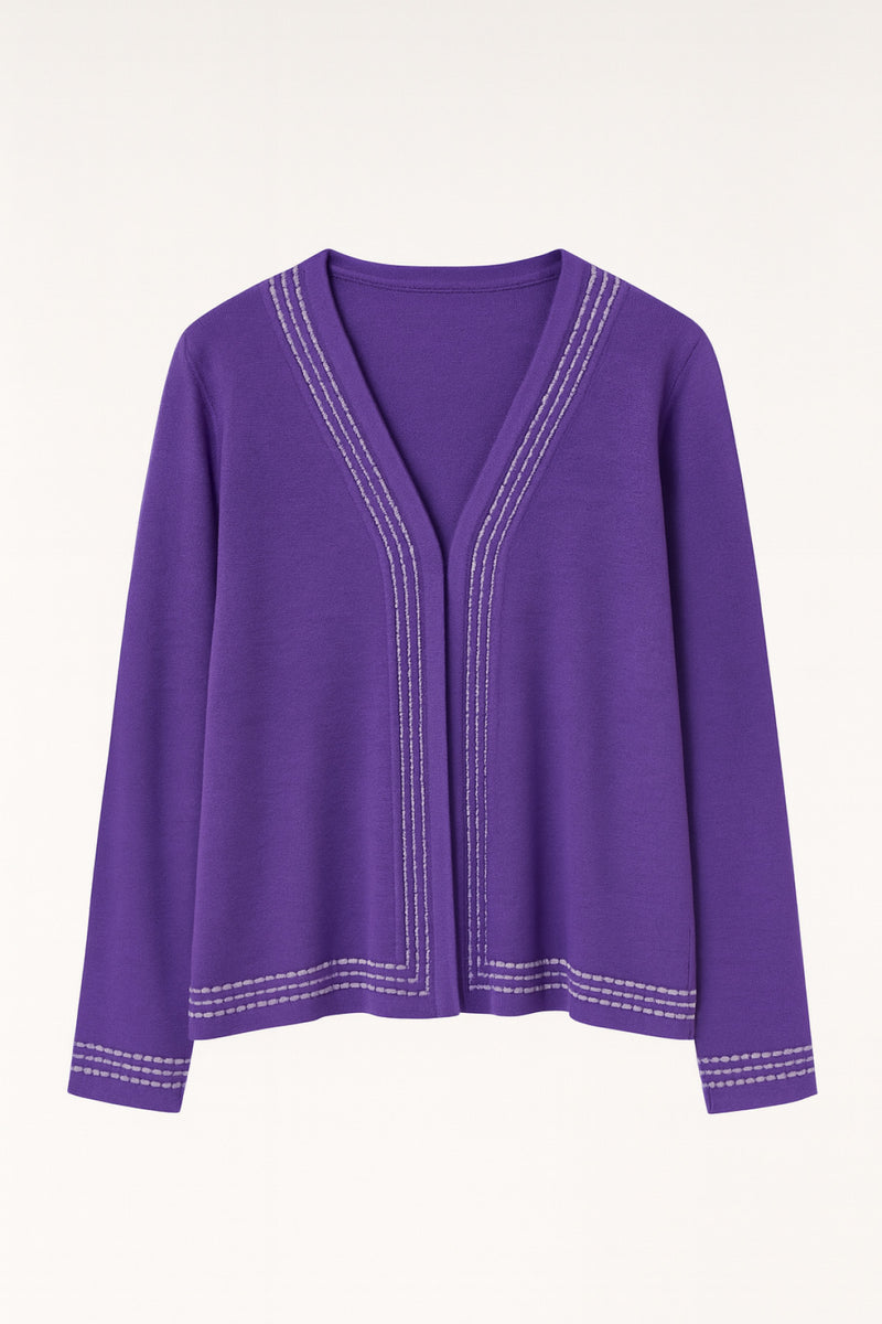 Purple Lilac Striped Women's Cardigan