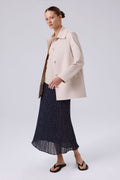 Light Beige Button-Down Collar Women's Trench Coat