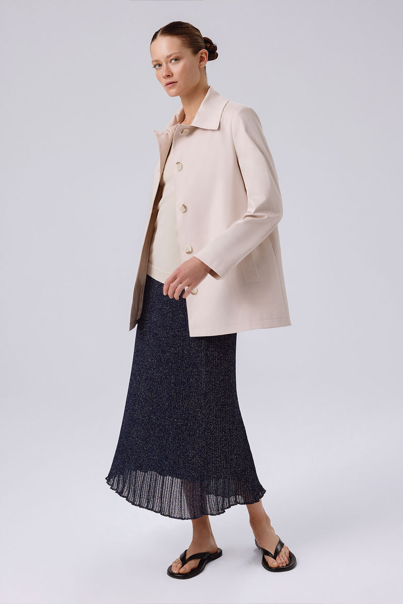Light Beige Button-Down Collar Women's Trench Coat