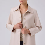 Light Beige Button-Down Collar Women's Trench Coat