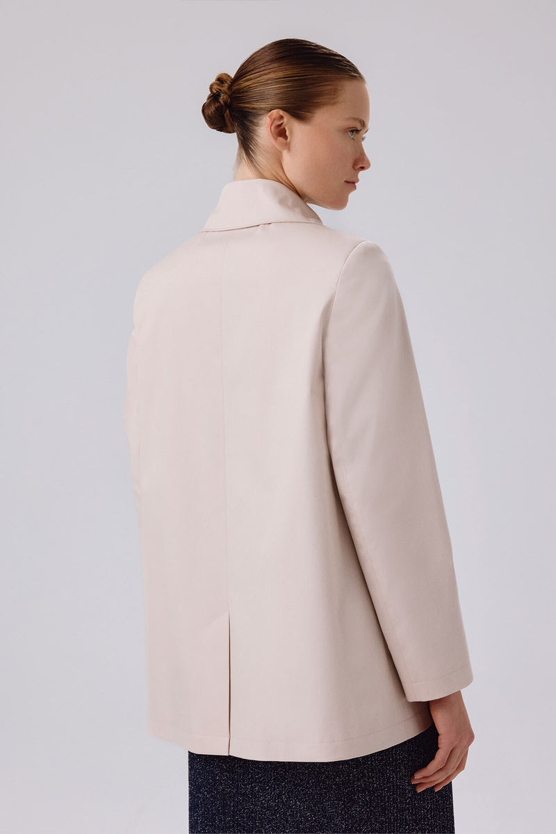 Light Beige Button-Down Collar Women's Trench Coat