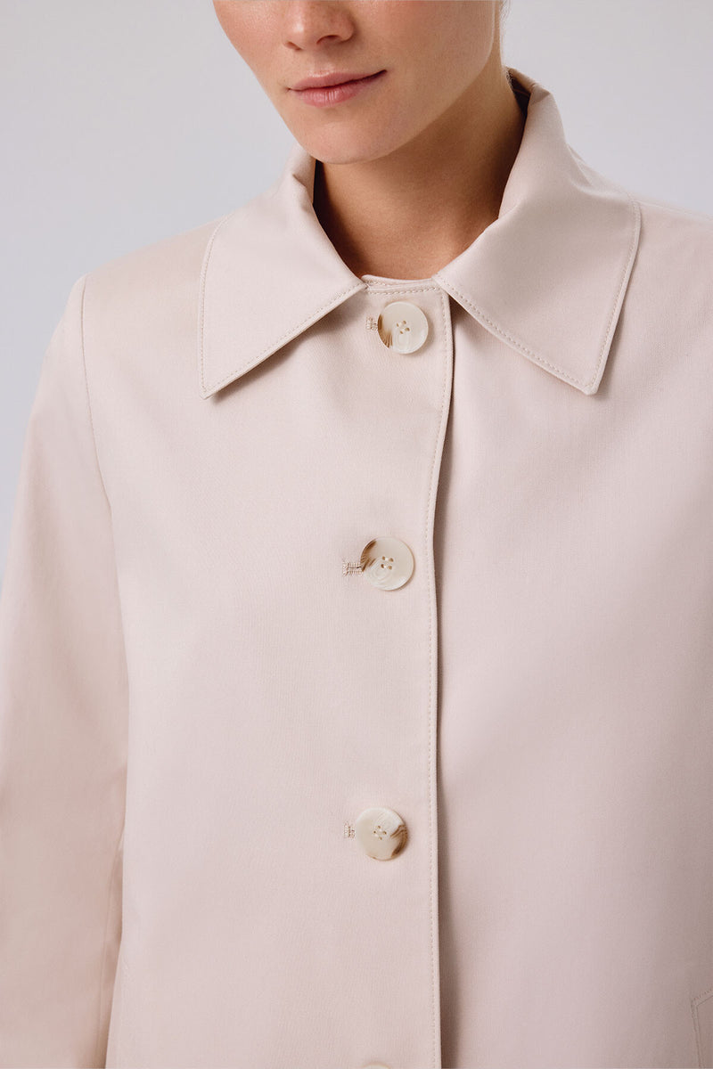 Light Beige Button-Down Collar Women's Trench Coat