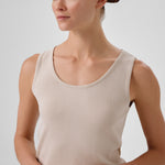 Light Beige Thick-Strapped Round Neck Women's Tank Top