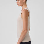 Light Beige Thick-Strapped Round Neck Women's Tank Top