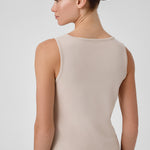 Light Beige Thick-Strapped Round Neck Women's Tank Top