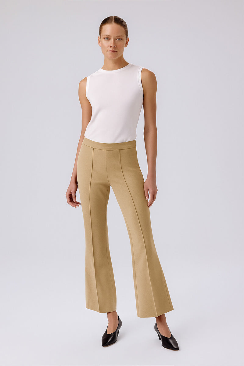 Light Beige Ribbed Spanish-Style Women's Pants