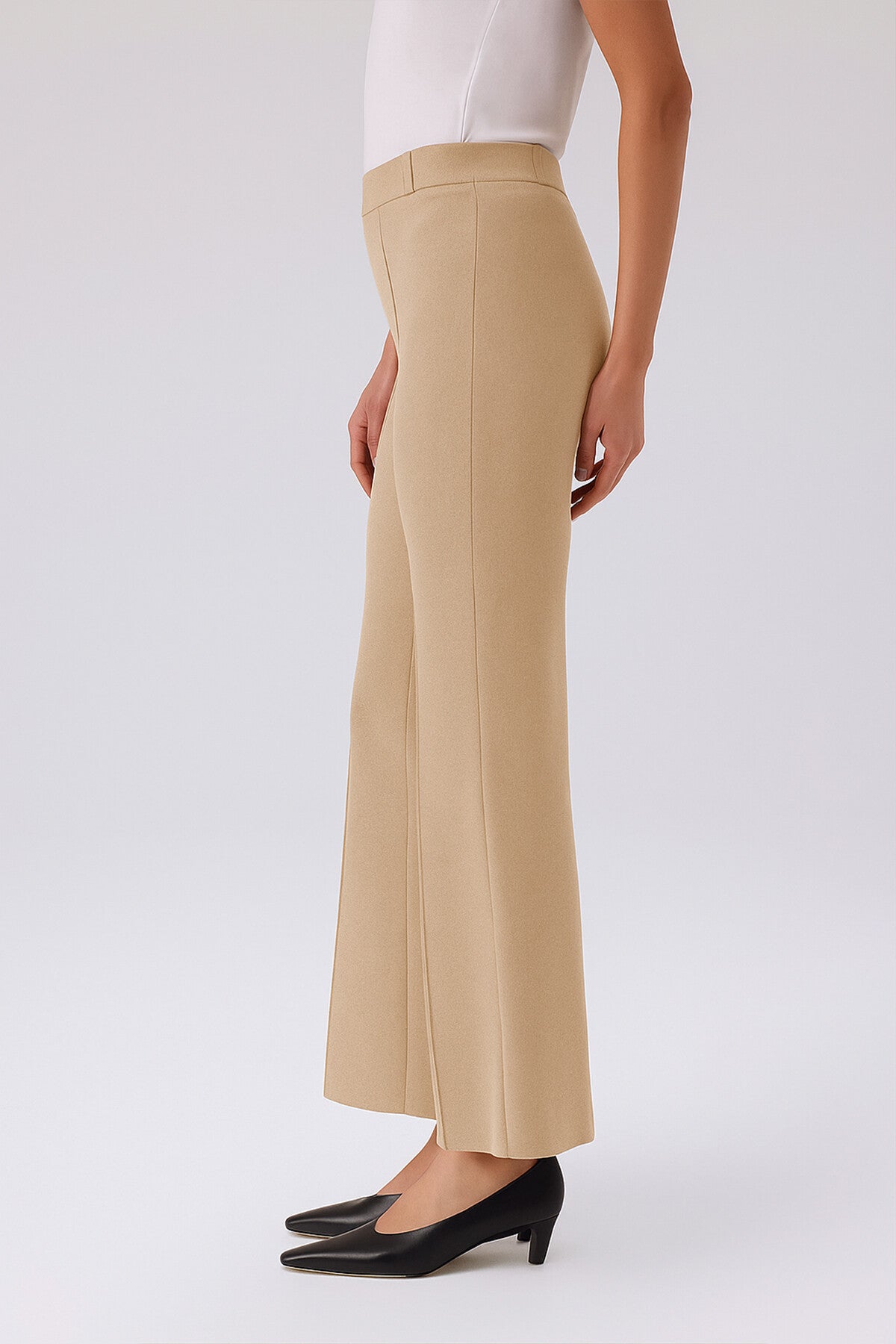 Light Beige Ribbed Spanish-Style Women's Pants
