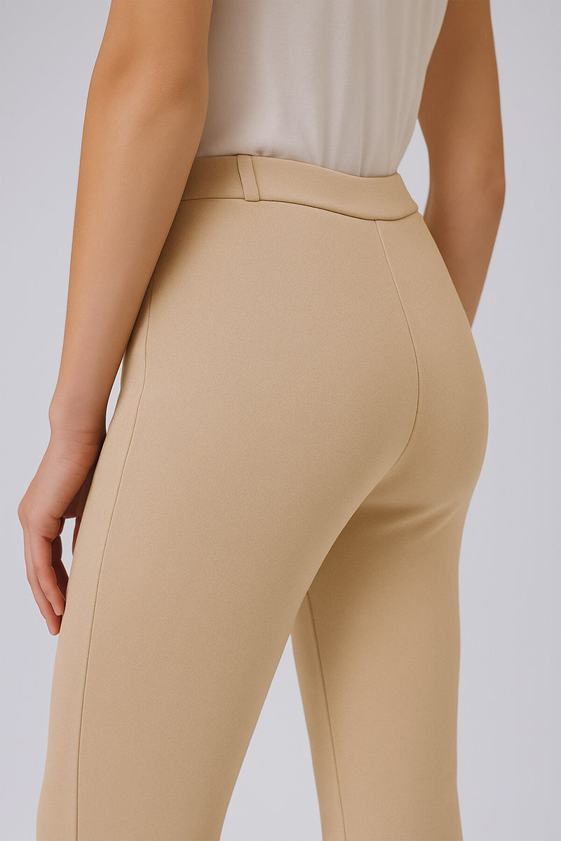 Light Beige Ribbed Spanish-Style Women's Pants
