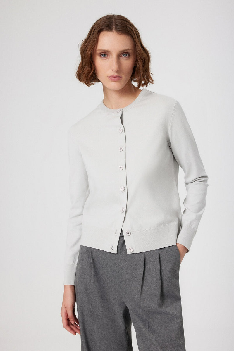 Women's Cardigan with Open Gray Button Detail