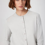 Women's Cardigan with Open Gray Button Detail
