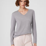 Light Gray V-Neck Long Sleeve Women's Sweater